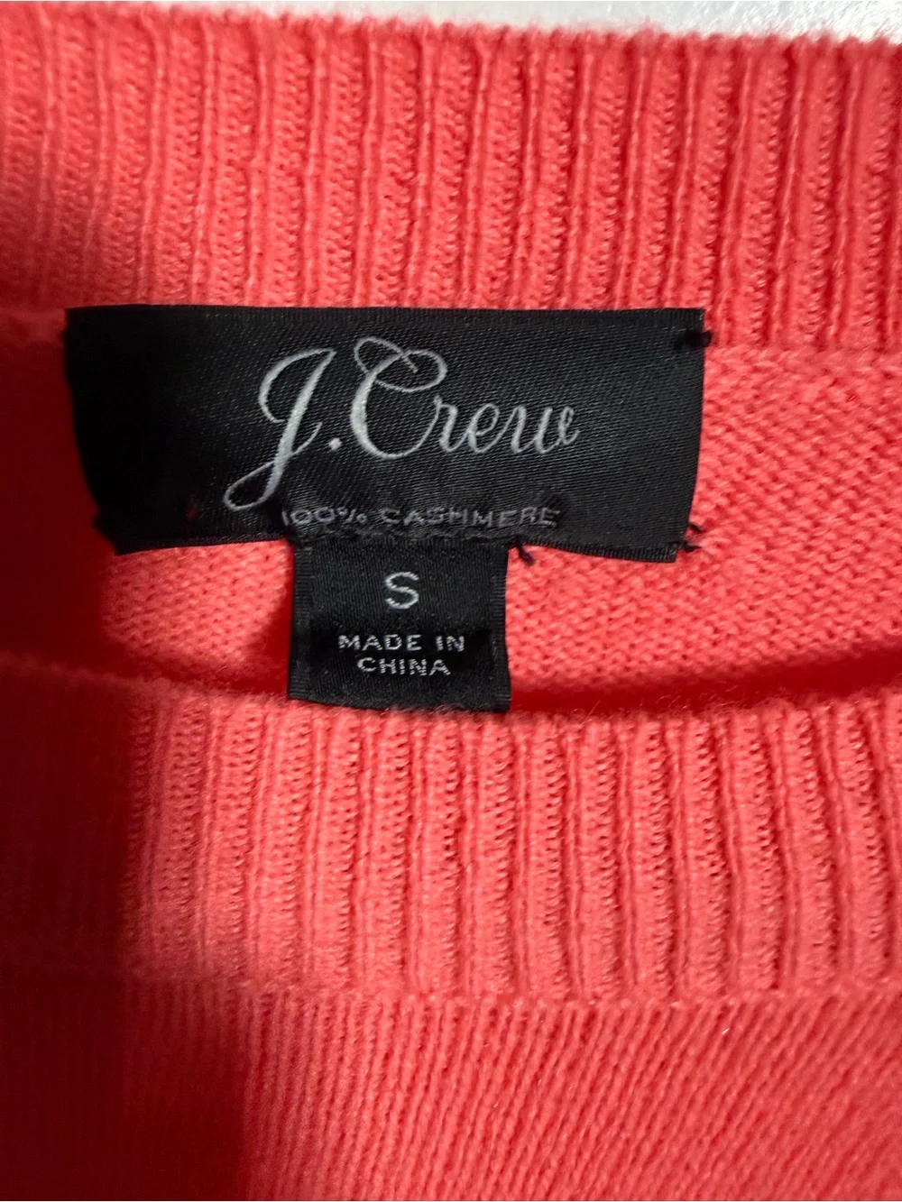 J. Crew 100% Cashmere Coral Crewneck Sweater size Small. EUC.